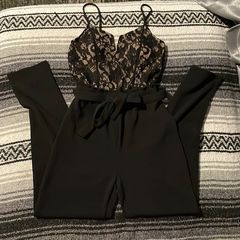 Almost Famous Paper Brown and Black Jumpsuit
